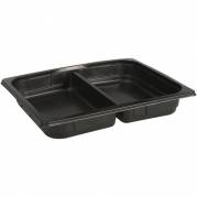 Bakke, 32,5x26,5x5cm, 2400 ml, sort, PP, 2-rums, 1200, 1/2 GN