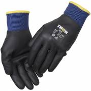 Heldyppet nitrilhandske, THOR Ice, 9/L, sort, akryl/polyester, ribkant