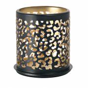Lysestage, Duni Safari, 7,5x7,5cm, &Atilde;&tilde;7,5cm, sort, metal, Leopard *Denne vare tages ikke retur*