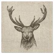 Frokostserviet, 3-lags, 1/4 fold, 33x33cm, papir, hjorth, genbrug *Denne vare tages ikke retur*