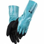 Nitrilhandske, THOR Chemical Grip, L, sort, nitril, sort p&aring; gr&oslash;n, pudderfri