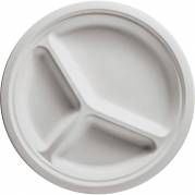 Fibertallerken, ABENA Gastro, &Oslash;26cm, hvid, sukkerr&oslash;r, 3-rums