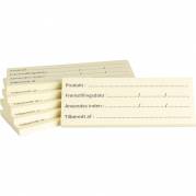 Label, 10x4cm, gul, til m&aelig;rkning af f&oslash;devarer, 50 ark pr. blok *Denne vare tages ikke retur*