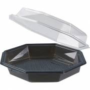 Plastbakke, 19x19x6cm, 632 ml, 632 ml, m&oslash;rkegr&aring;, APET, med h&aelig;ngslet l&aring;g, octaview
