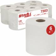 H&Atilde;&yen;ndkl&Atilde;&brvbar;derulle, Kimberly-Clark Wypall L30, 2-lags, Midi, 127,5m x 18,5cm, hvid, 100% genbrugspapir, med spiralhylse