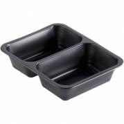 Plastbakke, 22,7x17,8x5cm, sort, PP, 2-rums, 645/540 ml *Denne vare tages ikke retur*