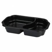 Plastbakke, 25x15,9x4,5cm, sort, PP, 2-rums, 400/700 ml *Denne vare tages ikke retur*
