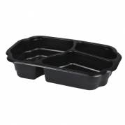 Plastbakke, 25x15,9x4,8cm, sort, PP, 3-rums, 200/350/550 ml
