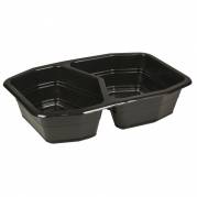 Plastbakke, Duni, 21,5x14,8x5cm, 940 ml, 540 ml, sort, PP, 2-rums *Denne vare tages ikke retur*