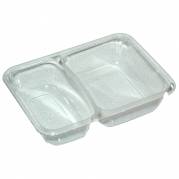 Bakke, K 2171-2B , 17,1x12,7x3,8cm, 530 ml, klar, APET, 2-rums, 215/315 ml, standard serie, biret
