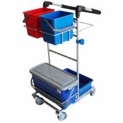 Reng&Atilde;&cedil;ringsvogn, Tina Trolleys Mini ERGO, 700x560x1080mm, s&Atilde;&cedil;lv, galvaniseret st&Atilde;&yen;l/pulverlakeret st&Atilde;&yen;l, til fugtsystem, med tilbeh&Atilde;&cedil;r *Denne vare tages ikke retur*