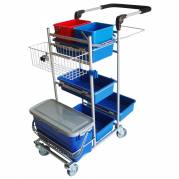 Reng&Atilde;&cedil;ringsvogn, Tina Trolleys ERGO, 1050x560x1080mm, s&Atilde;&cedil;lv, pulverlakeret st&Atilde;&yen;l, til fugtsystem, med tilbeh&Atilde;&cedil;r *Denne vare tages ikke retur*