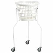 Vaskerivogn, 530x530x900mm, 32 l, hvid, pulverlakeret st&Atilde;&yen;l/plast/gummi, med 3 hjul, rund *Denne vare tages ikke retur*