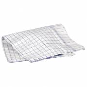 Kokkeviskestykke, 100x50cm, hvid, bomuld, bl&aring; tern