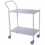 Rullebord, Tina Trolleys, 750x390x920mm, hvid, pulverlakeret st&Atilde;&yen;l, med styr, 2 hylder, lille *Denne vare tages ikke retur*