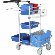 Reng&Atilde;&cedil;ringsvogn, Tina Trolleys, 1050x560x1110mm, s&Atilde;&cedil;lv, pulverlakeret st&Atilde;&yen;l, til drypsystem, med tilbeh&Atilde;&cedil;r *Denne vare tages ikke retur*