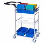 Reng&Atilde;&cedil;ringsvogn, Tina Trolleys ERGO, 700x440x1080mm, s&Atilde;&cedil;lv, pulverlakeret st&Atilde;&yen;l, til kopsystem, med tilbeh&Atilde;&cedil;r *Denne vare tages ikke retur*