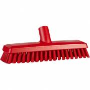 Gulvskrubbe med vandgenneml&Atilde;&cedil;b, Vikan, r&Atilde;&cedil;d, PP/polyester/rustfrit st&Atilde;&yen;l, 27 cm, medium b&Atilde;&cedil;rsteh&Atilde;&yen;r *Denne vare tages ikke retur*