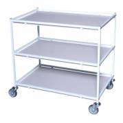 Rullebord, Tina Trolleys, 940x600x890mm, hvid, pulverlakeret st&Atilde;&yen;l, med 3 hylder, slingrekant, mellem *Denne vare tages ikke retur*