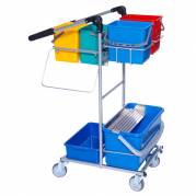 Reng&Atilde;&cedil;ringsvogn, Tina Trolleys, mini, 840x560x1080mm, s&Atilde;&cedil;lv, pulverlakeret st&Atilde;&yen;l, til drypsystem, med tilbeh&Atilde;&cedil;r *Denne vare tages ikke retur*