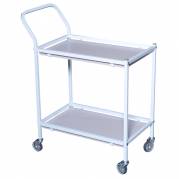 Rullebord, Tina Trolleys, 750x390x920mm, hvid, pulverlakeret st&Atilde;&yen;l, med styr, 2 hylder, slingrekant, lille *Denne vare tages ikke retur*