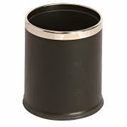 Papirkurv, 10 l, sort, med l&Atilde;&brvbar;derlook og metalkant, med inderspand i metal, ildd&Atilde;&brvbar;mpende *Denne vare tages ikke retur*