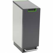 Pedalspand, Connectorbin, 55 l, gr&Atilde;&yen;, med gr&Atilde;&cedil;nne detaljer, s&Atilde;&brvbar;kkeholder, soft close l&Atilde;&yen;g, til kildesortering og tungt affald *Denne vare tages ikke retur*