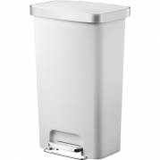 Pedalspand, EKO Hana, hvid, plast/rustfrit st&aring;l, 1-rums, 45 l, med hjul og soft close