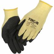 Fingerdyppet latexhandske, THOR Grip, 9, gul, polyester/latex, ribkant