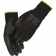 Fingerdyppet PU handske, ODIN Work, 11, sort, polyester/PA, ribkant