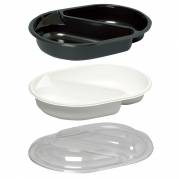 Bakke, 23,8x17,6x4cm, 895 ml, sort, PP, 2-rums, 500/395 ml, menuserie, hovedret