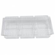 Sm&Atilde;&cedil;rrebr&Atilde;&cedil;dsbakke, 24x14,5x5cm, klar, RPET, 3-rums, med h&Atilde;&brvbar;ngslet l&Atilde;&yen;g