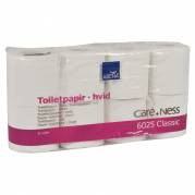 Toiletpapir, ABENA Care-Ness Classic, 2-lags, 34,5m x 9,4cm, &Atilde;&tilde;10,8cm, hvid, 100% genbrugspapir