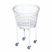 Vaskerivogn, 700mm, &Atilde;&tilde;450mm, 32 l, hvid, pulverlakeret st&Atilde;&yen;l/plast/gummi, med 4 hjul, rund *Denne vare tages ikke retur*