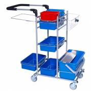 Reng&Atilde;&cedil;ringsvogn, Tina Trolleys ERGO, 1050x560x1080mm, s&Atilde;&cedil;lv, pulverlakeret st&Atilde;&yen;l, til drypsystem, med tilbeh&Atilde;&cedil;r *Denne vare tages ikke retur*