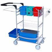 Reng&Atilde;&cedil;ringsvogn, Tina Trolleys, 1295x540x1120mm, s&Atilde;&cedil;lv, pulverlakeret st&Atilde;&yen;l, til drypsystem, med tilbeh&Atilde;&cedil;r *Denne vare tages ikke retur*