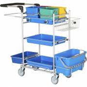 Reng&Atilde;&cedil;ringsvogn, Tina Trolleys, 1380x590x1120mm, s&Atilde;&cedil;lv, pulverlakeret st&Atilde;&yen;l, til drypsystem, med tilbeh&Atilde;&cedil;r *Denne vare tages ikke retur*