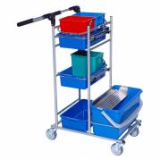 Reng&Atilde;&cedil;ringsvogn, Tina Trolleys, 700x560x1080mm, s&Atilde;&cedil;lv, pulverlakeret st&Atilde;&yen;l, til drypsystem, med tilbeh&Atilde;&cedil;r *Denne vare tages ikke retur*