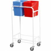 Reng&Atilde;&cedil;ringsvogn, Tina Trolleys, 480x320x920mm, s&Atilde;&cedil;lv, st&Atilde;&yen;l, med 2 spande *Denne vare tages ikke retur*