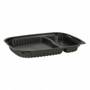 Sushi bakke, ABENA, 26x19x2,9cm, sort, PS, 2-rums, 18,5/36,5 cl *Denne vare tages ikke retur*