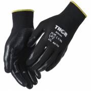 Fingerdyppet nitrilhandske, THOR Nitrex, 7, sort, nitril/polyester, ribkant