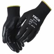 Fingerdyppet nitrilhandske, THOR Nitrex, 9, sort, nitril/polyester, ribkant *Denne vare tages ikke retur*