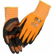 Fingerdyppet nitrilhandske, THOR Flex Grip, 9, sort, nitril/polyester, med gul ribkant *Denne vare tages ikke retur*