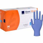 Antimikrobiel unders&oslash;gelseshandske, ABENA Excellent, M, bl&aring;, nitril, pudderfri