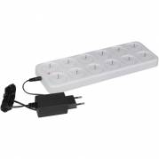 LED oplader, 4,9cm, Ø3,9cm, hvid, plast, til 12 LED fyrfadslys