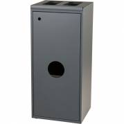 Affaldsspand, Tina Trolleys, gr&aring;, pulverlakeret st&aring;l, 3-rums, 2x40 l & 20 l, &aring;bent indkast