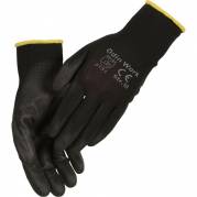 Fingerdyppet PU handske, ODIN Work, 7, sort, PA/polyester, ribkant