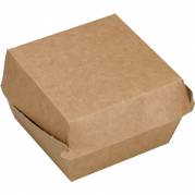 Burgerboks, 11,8x11,7x8,2cm, 1100 ml, brun, kraft, med h&aelig;ngslet l&aring;g, small