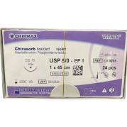 Sutur, Chirasorb, 45cm, violet, Polyglactin 910, USP 5/0, DS 15mm, resorberbar, violet, steril, engangs