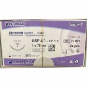 Sutur, Chirasorb, 75cm, violet, Polyglactin 910, USP 4/0, DS 25mm, resorberbar, violet, steril, engangs